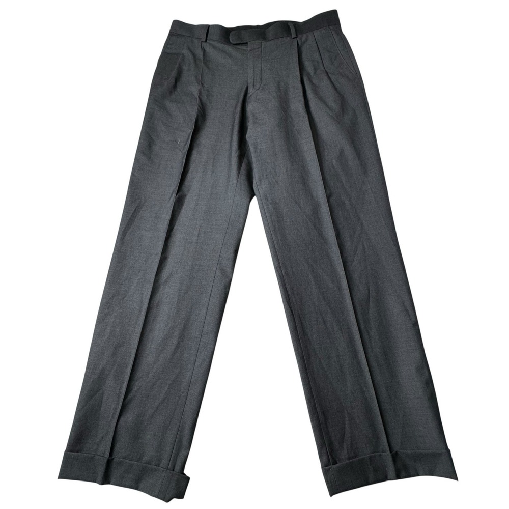 Lands' End Men's Pants Size 35 Gray Traditional Fit Pleaded Front Work Business
